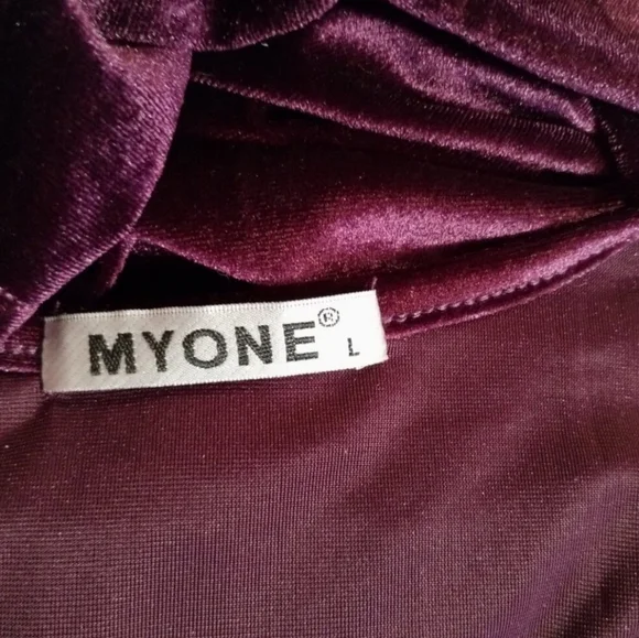 Myone DEEP V & Purple Velevet Long Sleeve Stretchy Bodycon Midi Dress (L) EUC! - Picture 6 of 8